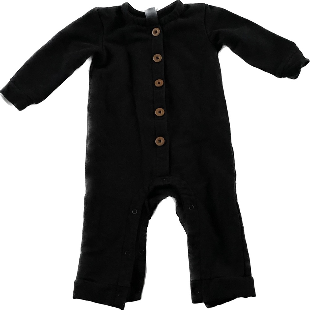 Nordstrom Black Long Sleeve Romper 9 Months Button Top